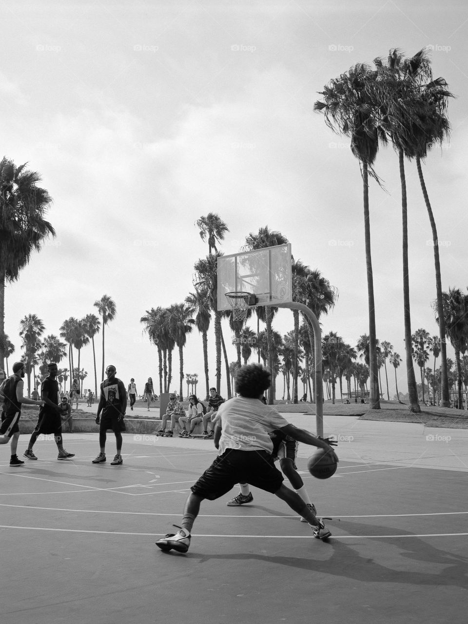 Outdoor Basketball Game at Venice Beach