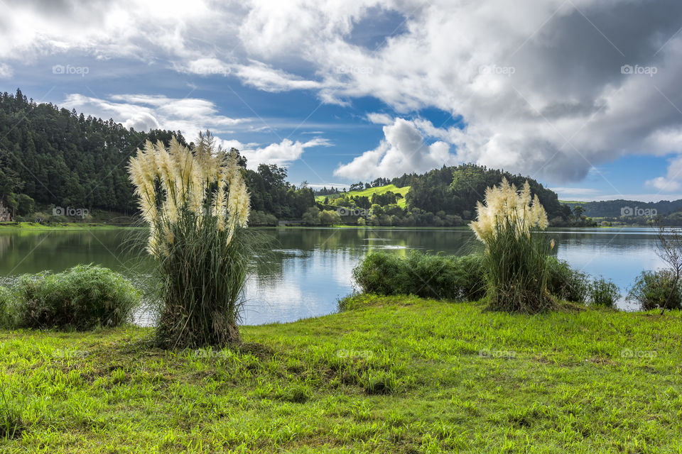 Walking around Lagoa da Furnas, Sao Miguel island, Azores, Portugal.