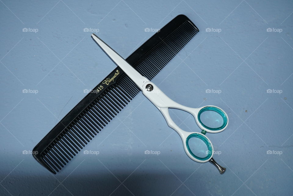 scissors and comb