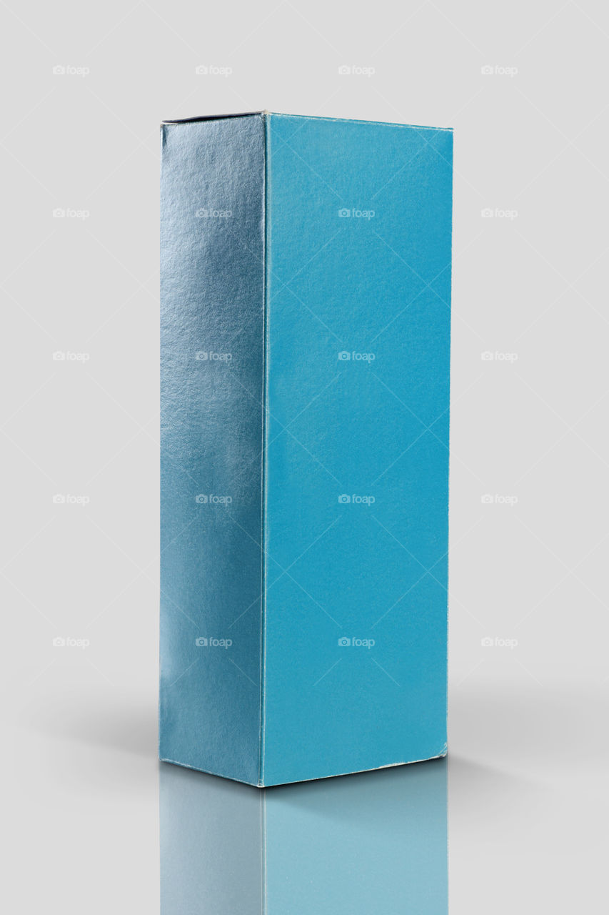 Blue turquoise box on white background