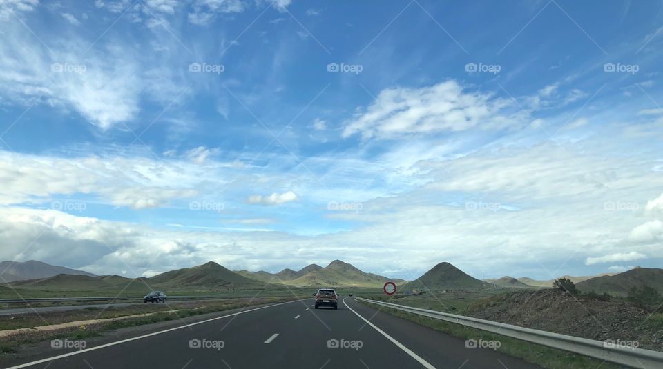 Sky blue road Morocco 