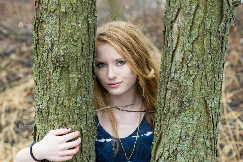 Young girl in forest 