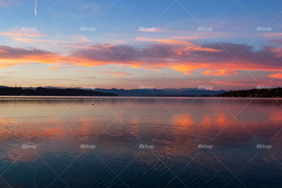 Sunrise over lake starnberg
