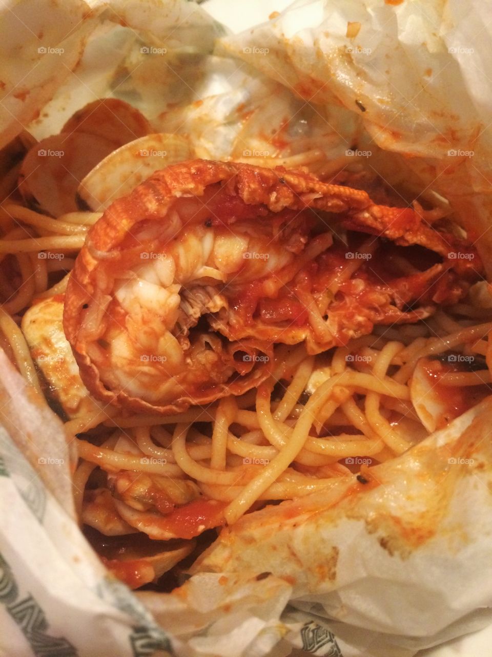 Spaghetti with seafood