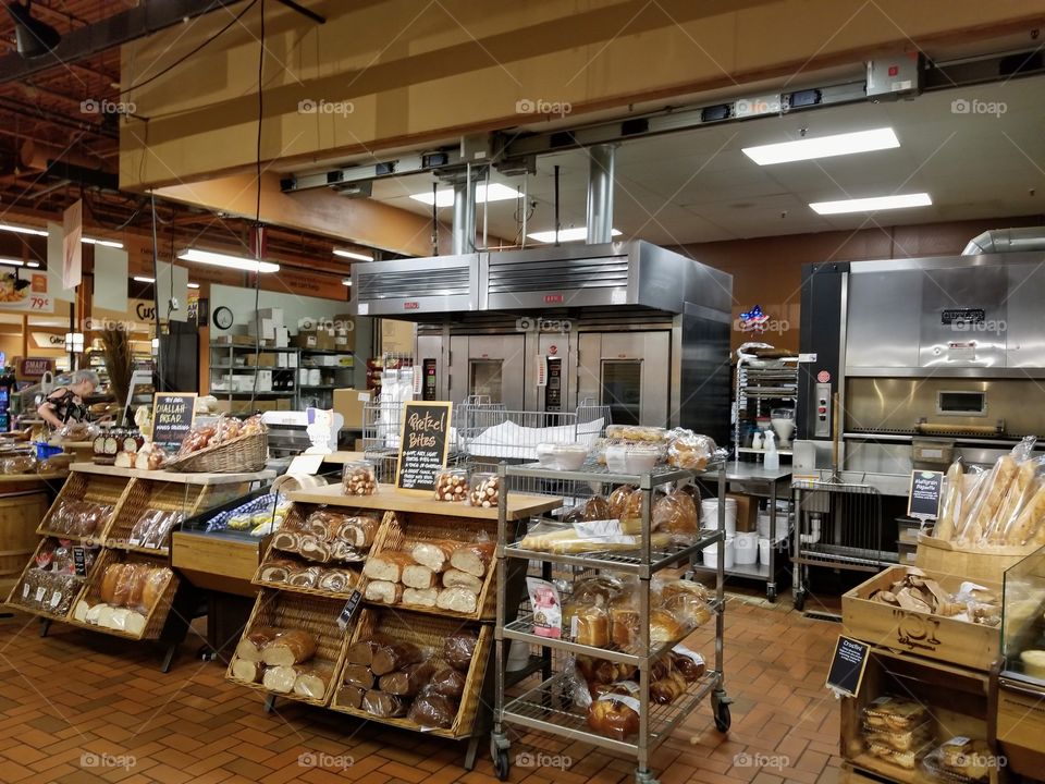 Baked goods section in the grocery store