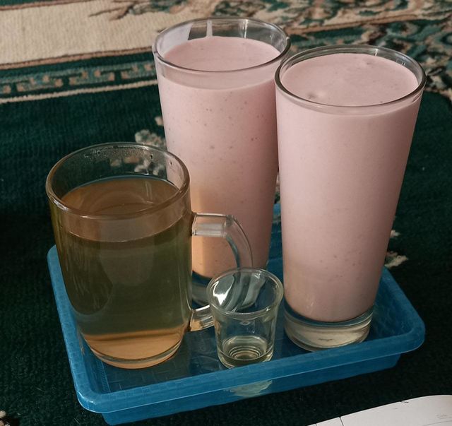 Tea and chocolate milk