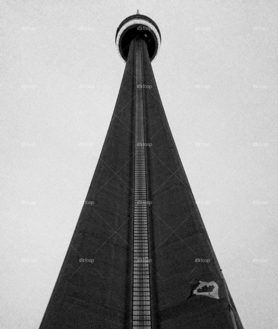 black and white CN tower