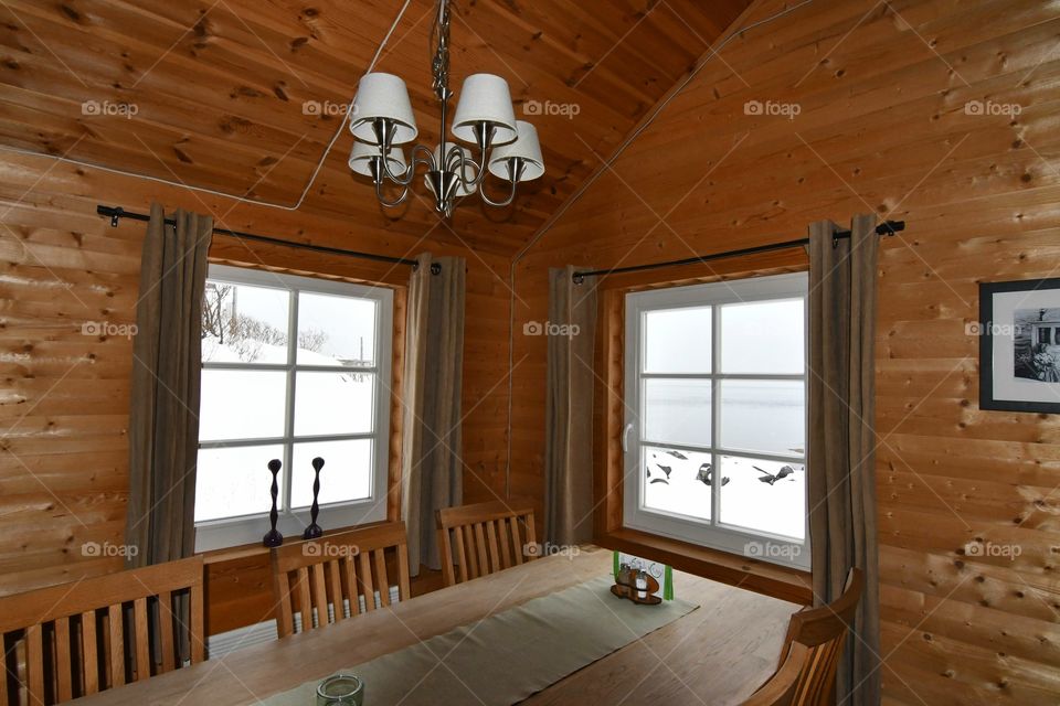 Winter cabin interior