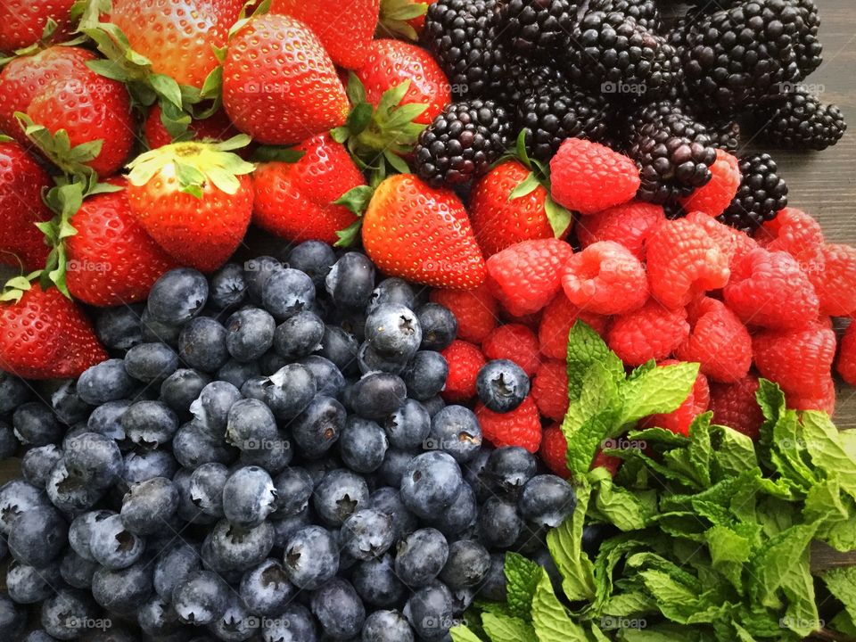 Ingredients for fresh berry salad