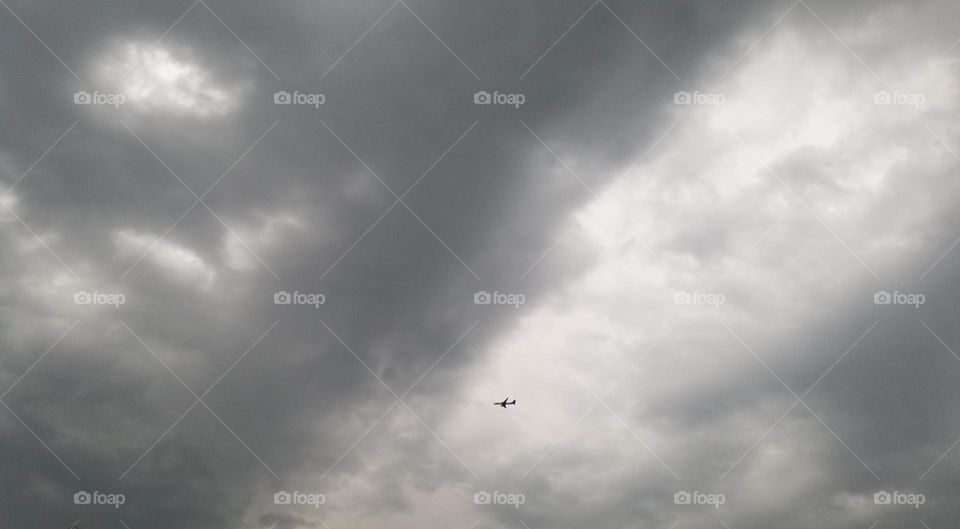 A plane in the far distance