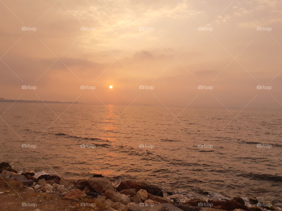 Sunrise in the mediterian sea