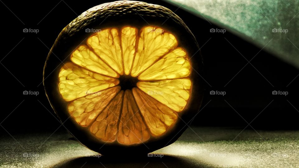 Close-up of a lemon slice