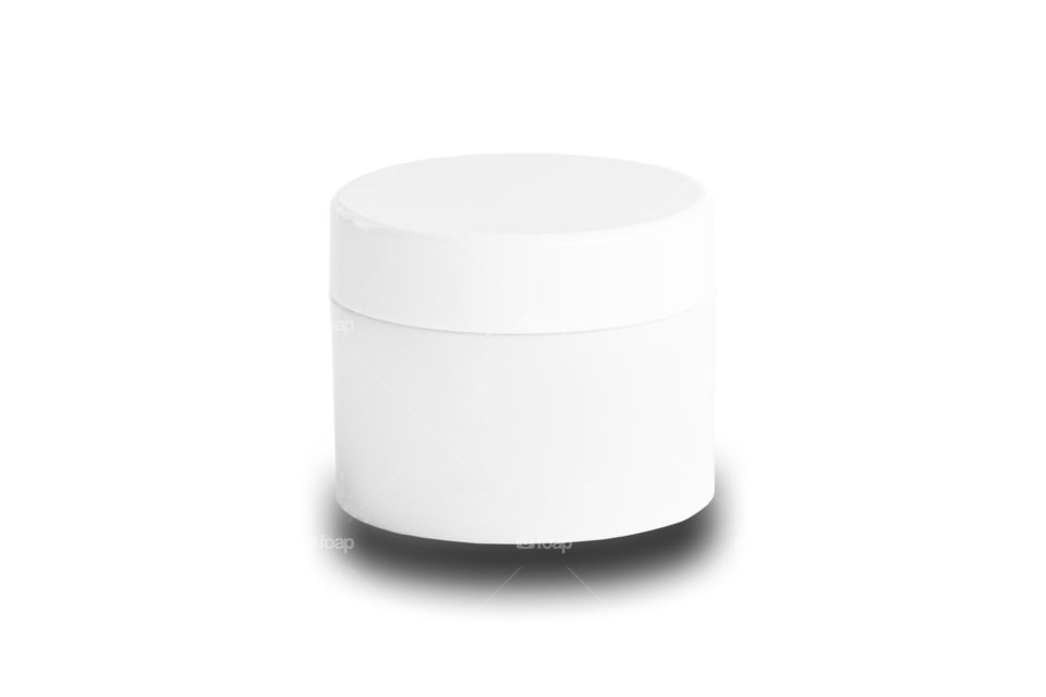 White cosmetic jar on a white background with clipping path.