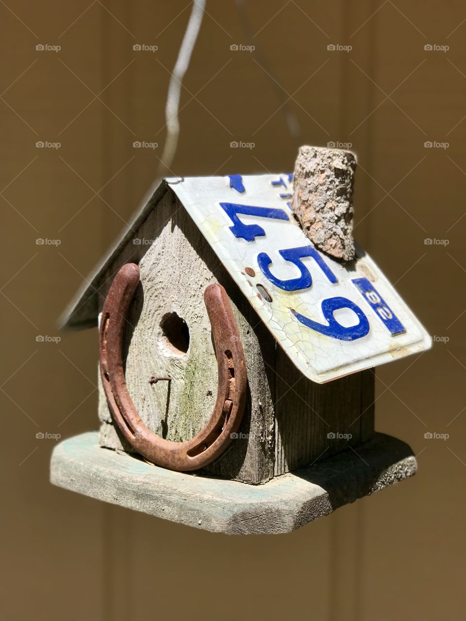Unique Horseshoe Wood License Bird House