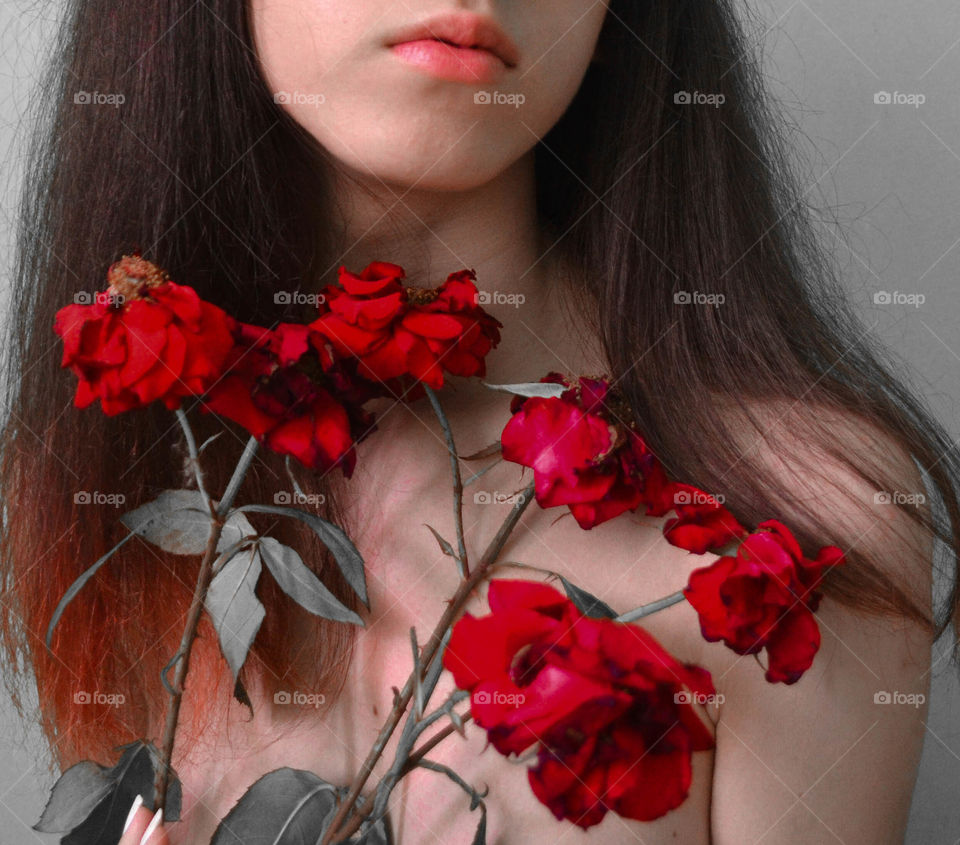 beautiful girl with the roses