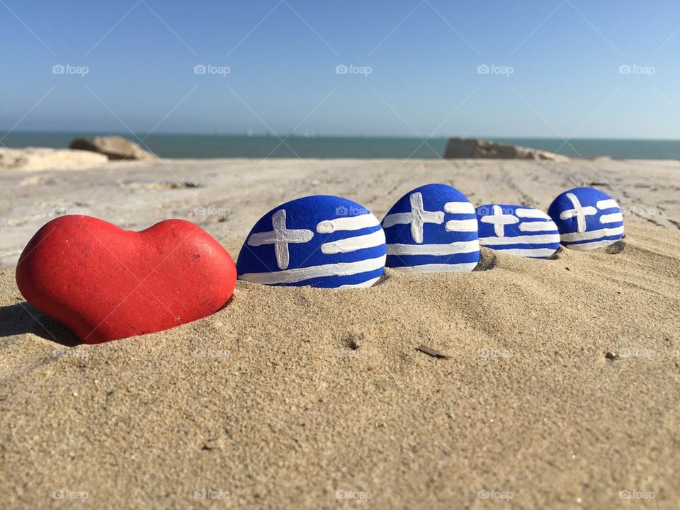 Love Greece concept with national flags