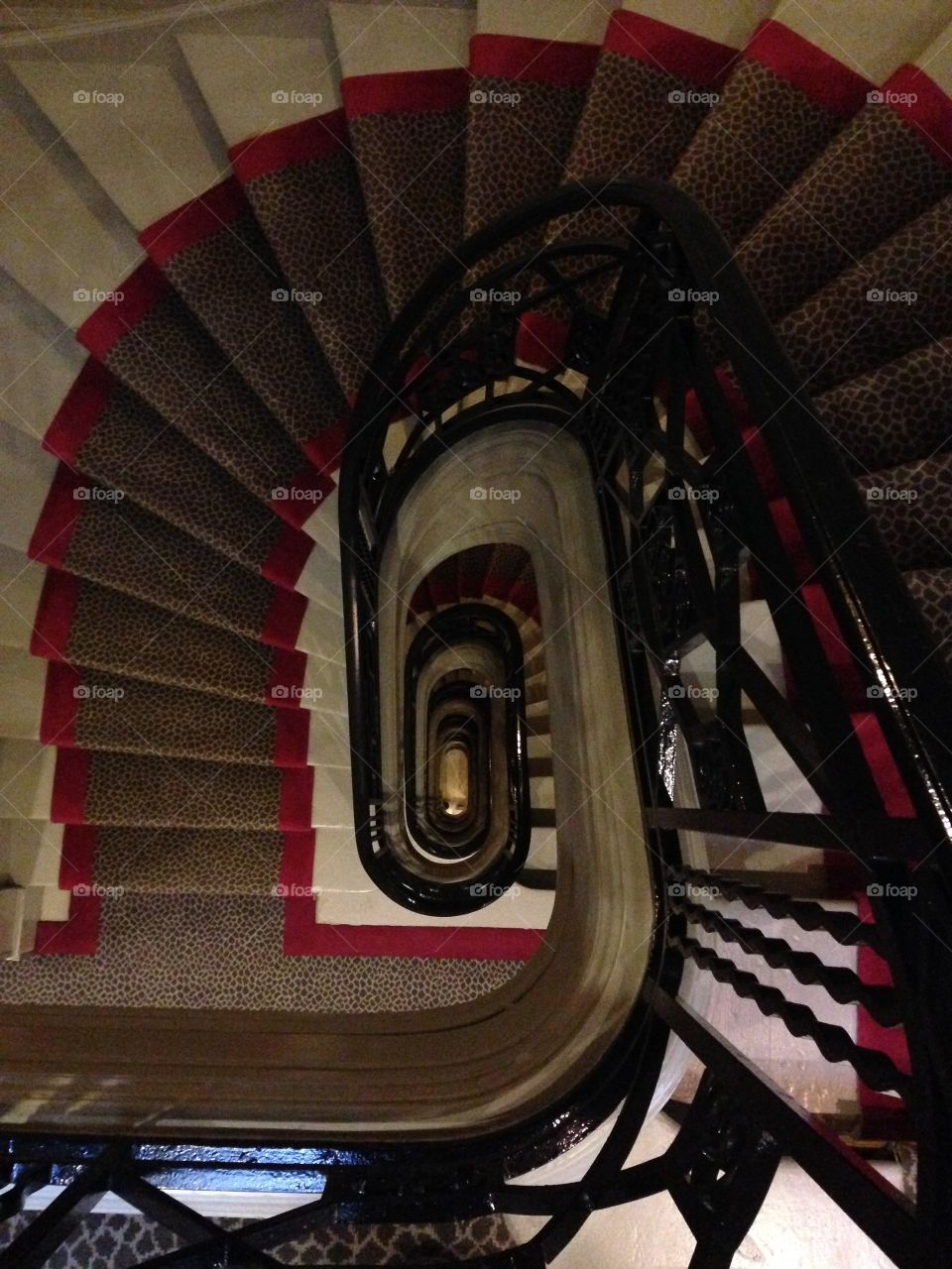 Spiral staircase. Staircase inside Paris hotel