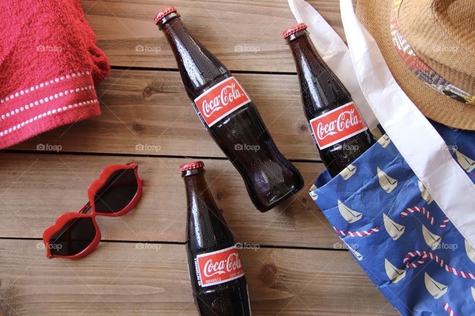 Coca Cola product flat lay