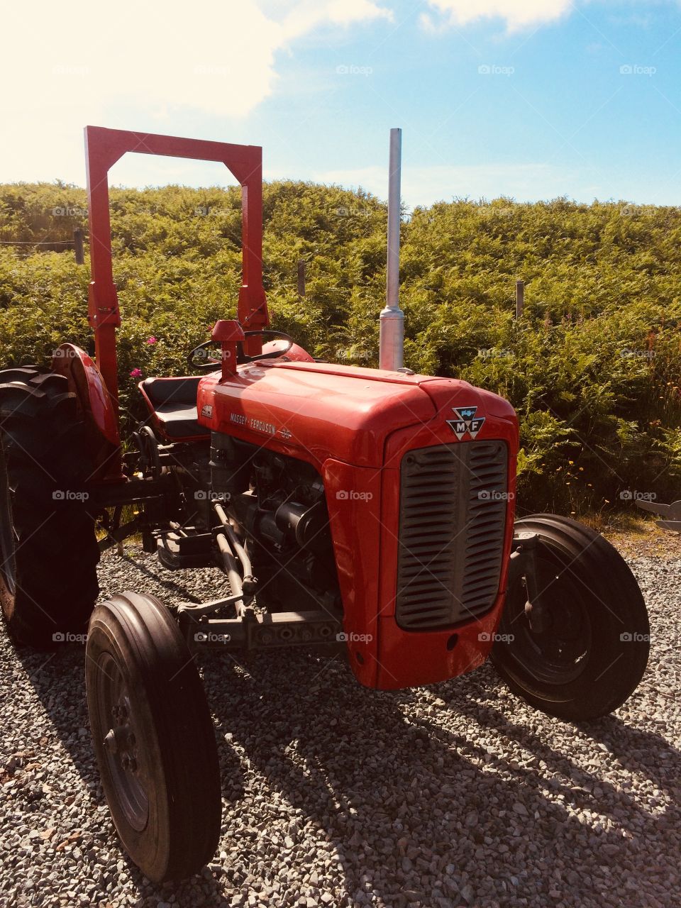 Vintage Tractor at the Lamb to Loom Exhibition in the Minginish Hall on the Isle of Skye in Northwest Scotland - July 2018