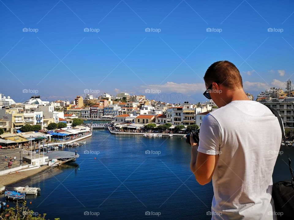 View on famous Agios Nikolaos on Crete