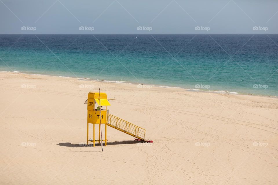 lifeguard house on the empty beach