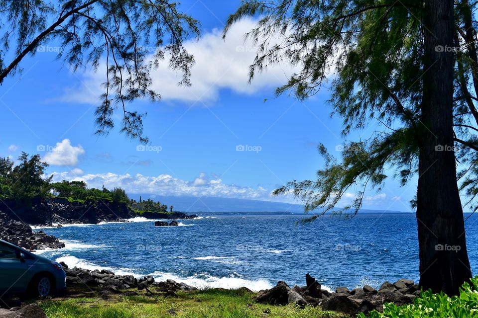 Along the shoreline on Government Beach Road on the Big Island of Hawaii