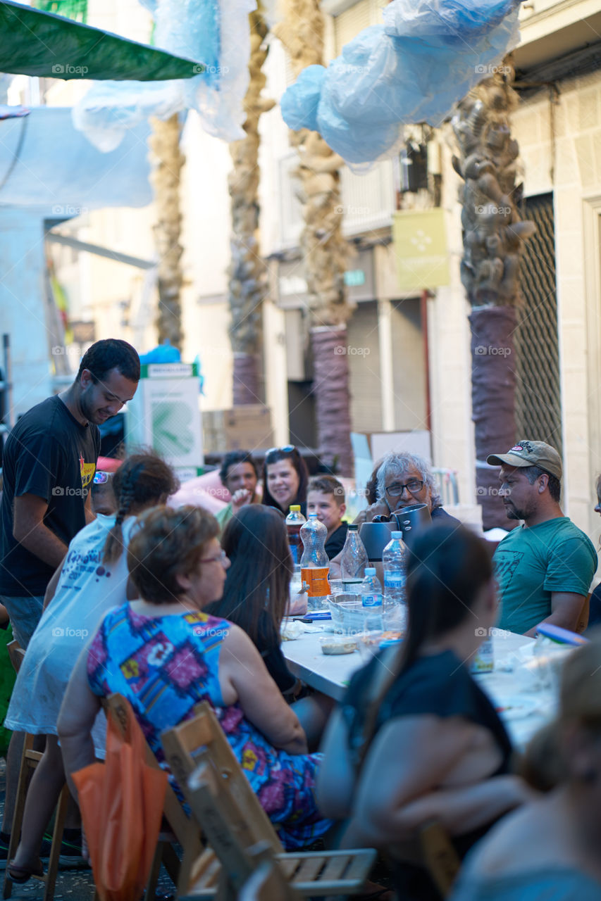 Ready for Fiestas de Gracia. Streets Decoration