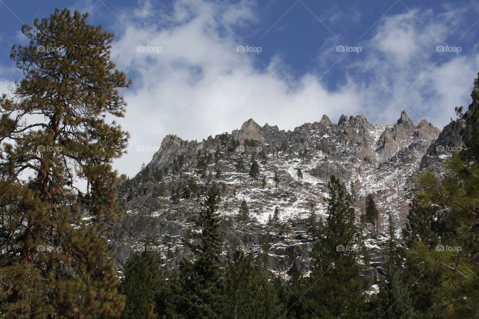 Rigid mountain peaks in winter