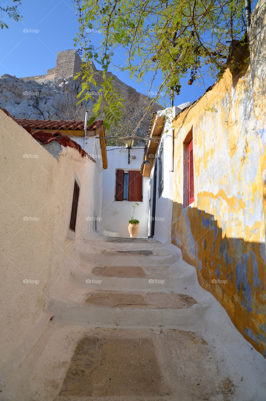 A street in Anafiotika, Athens, Greece