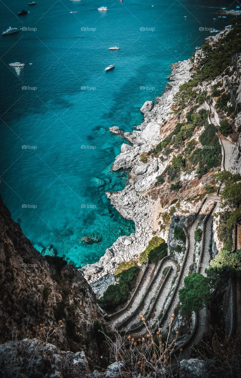 Ancient pathways on the island of Capri, Italy 