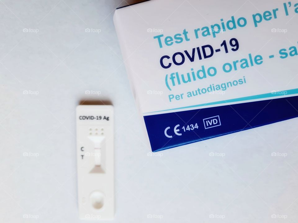 pack of rapid salivary test for antigen (covid-19) and negative test already performed