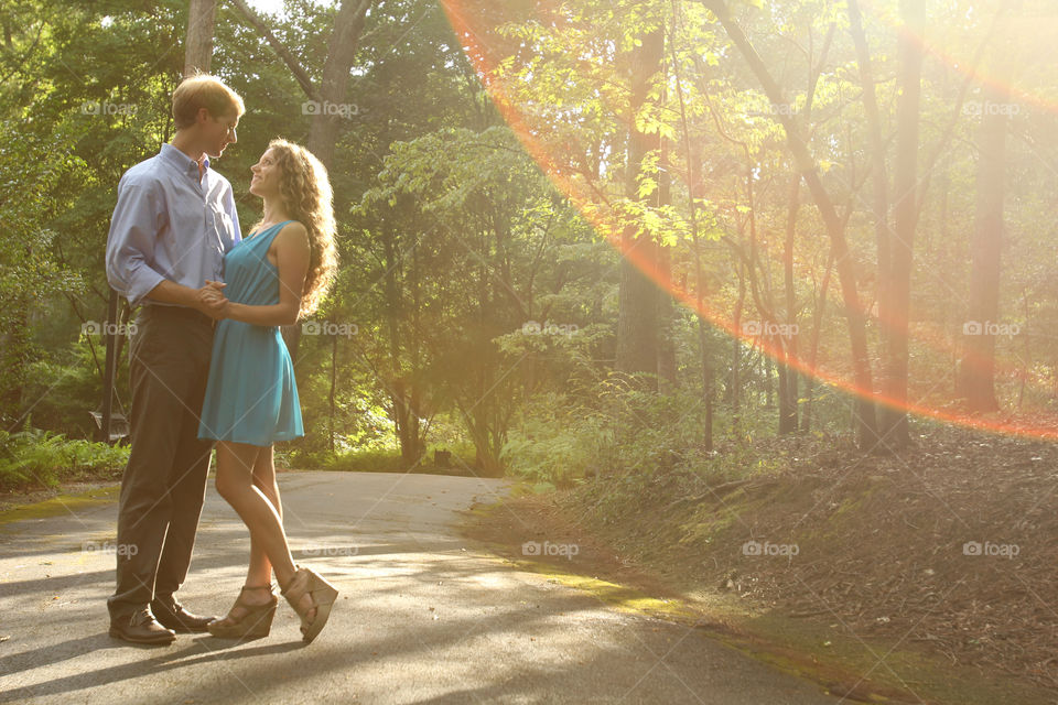 Couple standing on road