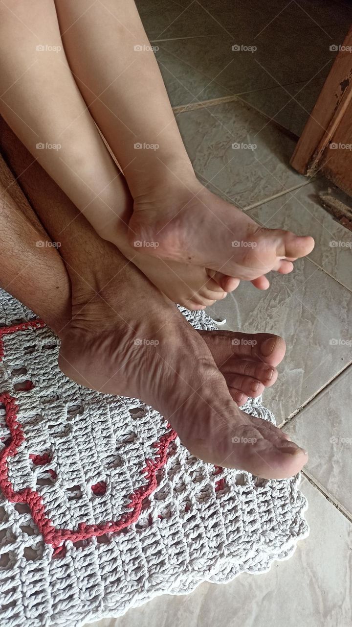 Bare feet in pairs