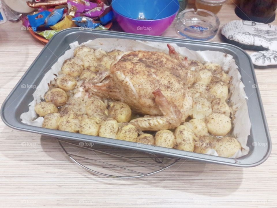 Food eat stay home indoor view bio fresh yummy healthy Red vegetables meat day table part served