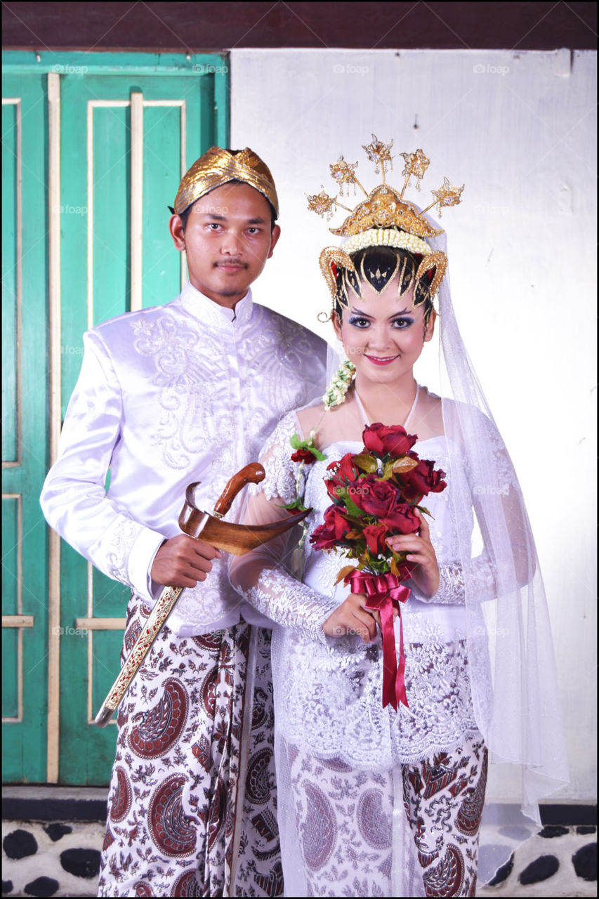 dress of Java wedding at central Java,  Indonesia