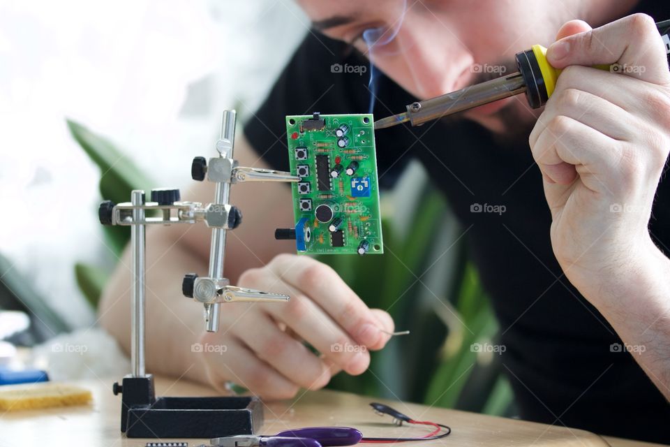 The soldering of electronics 