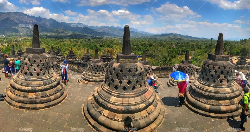 Borobudur is amazing...! Exploring the ancient temple on a clear day in September. Yogyakarta area of Indonesia 