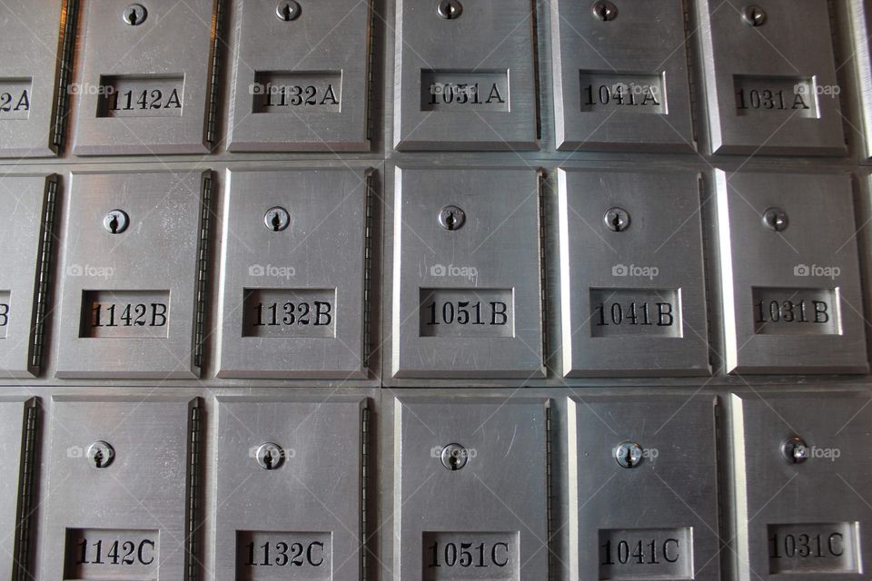 A row of silver mailboxes 