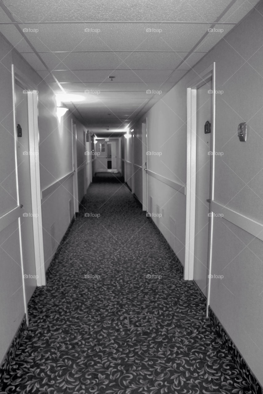 hotel bw black and white hallway by lagacephotos