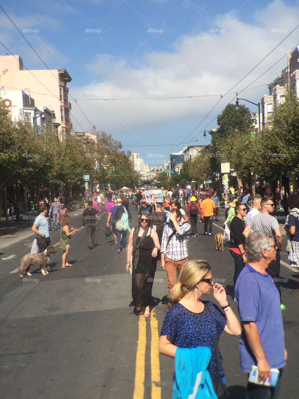 Sunday Streets in the Mission District of San Francisco. Valencia Street. 