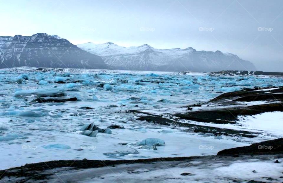 Ice lagoon and mountains, Iceland