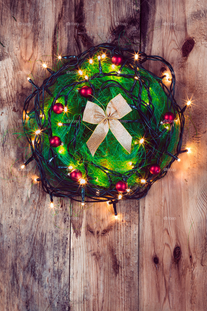 High angle view of illuminated christmas decoration