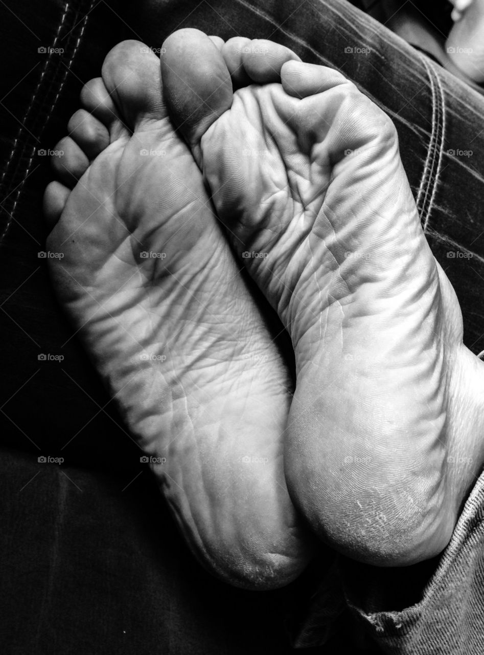 Old black-and-white feet