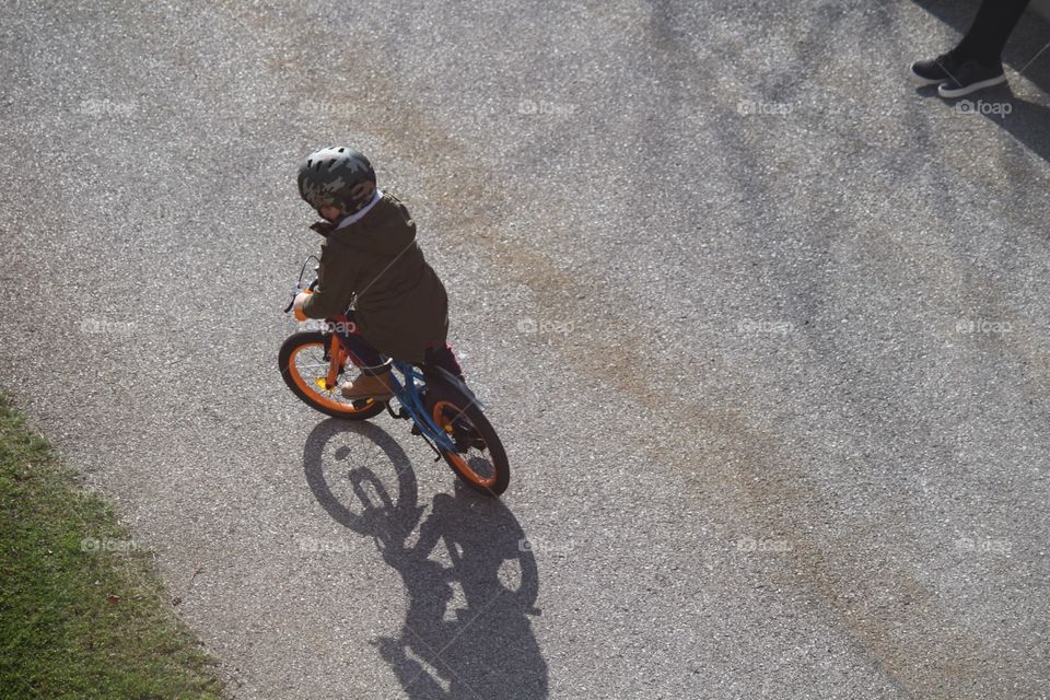 My son On bicycle 