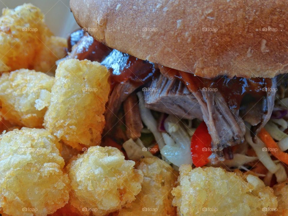 Texas Beef Brisket Sandwich With Tater Tots