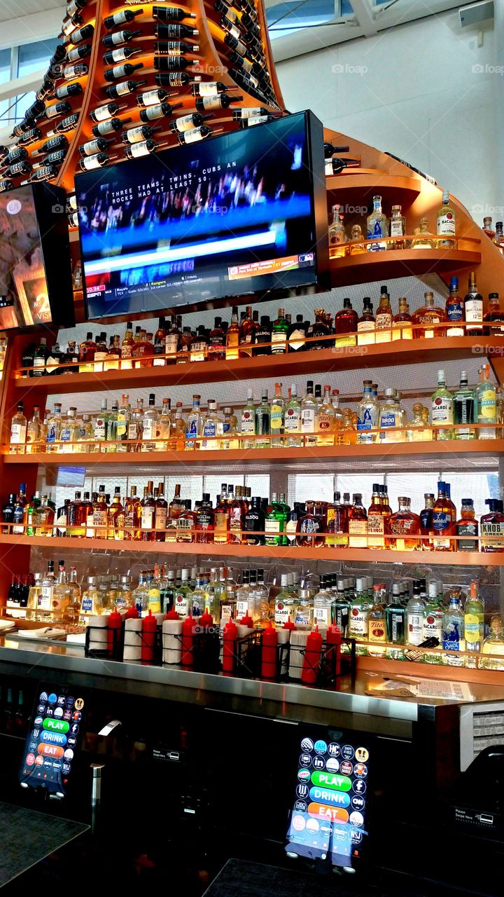 Bar counter at an airport terminal