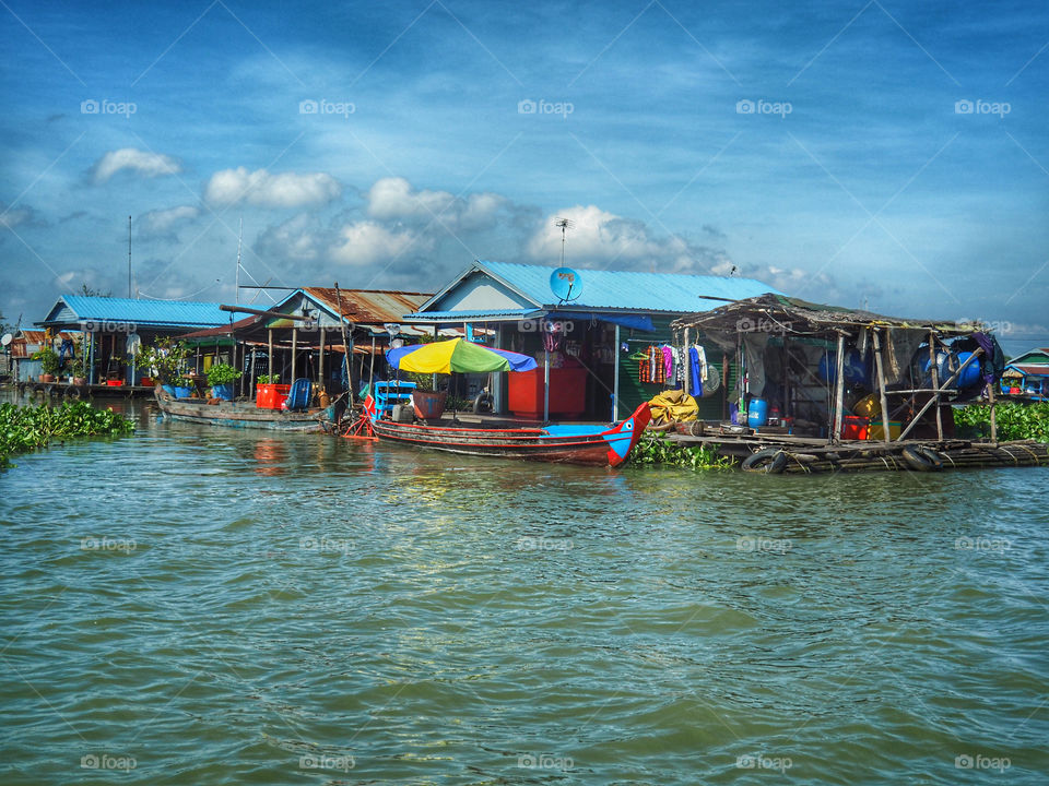 Floating village on the Tonle Sap river, Cambodia 