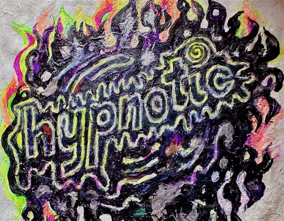 This is a hand done drawing of the „hypnotic Productions“ „hypnotic“ logo. The swirling spiral that looks so good in the animated version of the videos looks more like the chemical melting pot underlying all creation. 2022. Hypnotic Productions