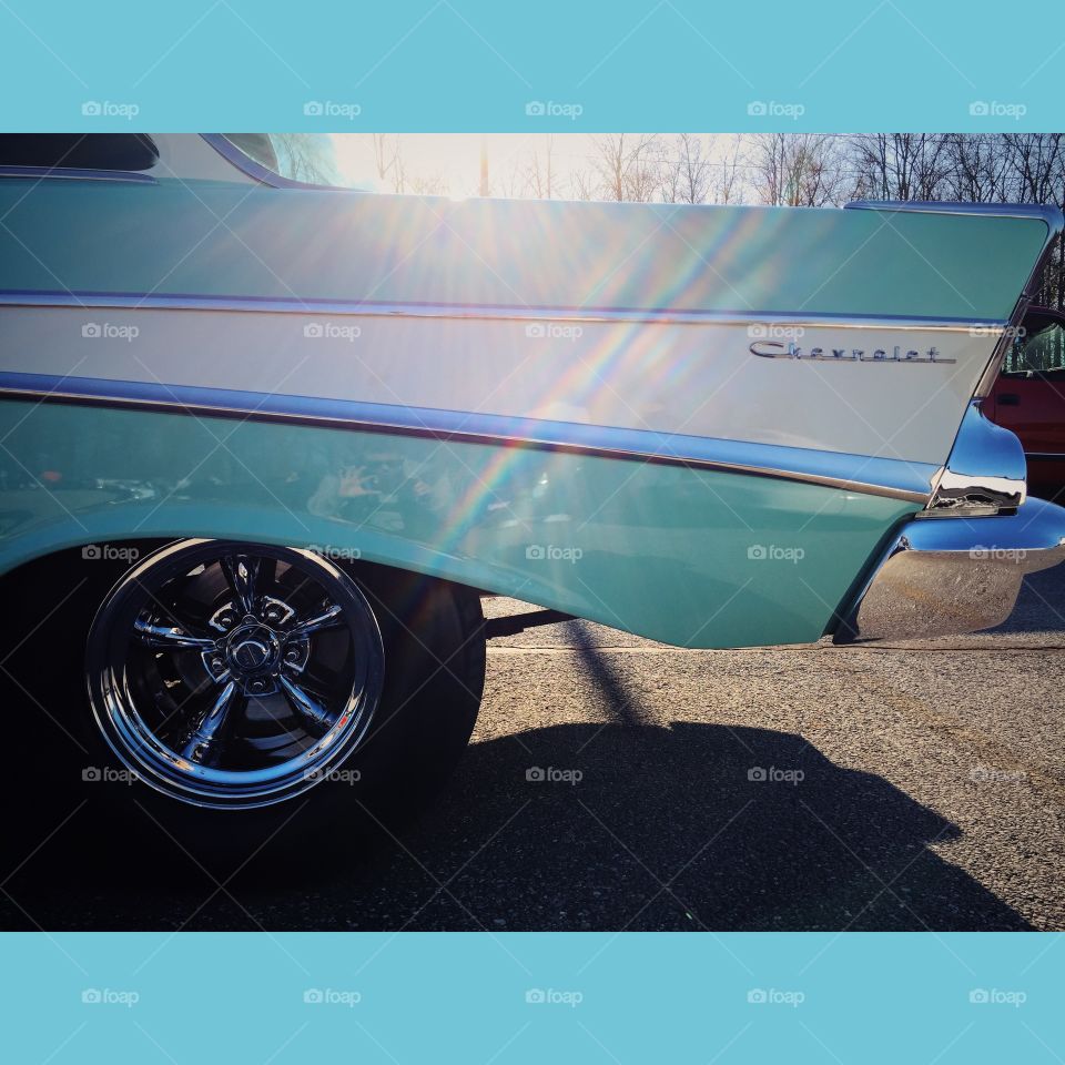 Vintage Classic Chevrolet Teal Back End And Wheel 