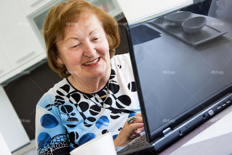 grandmother with computer